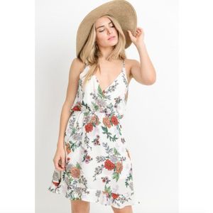 Out Of Towner White Floral Print Sleeveless Mini Dress L